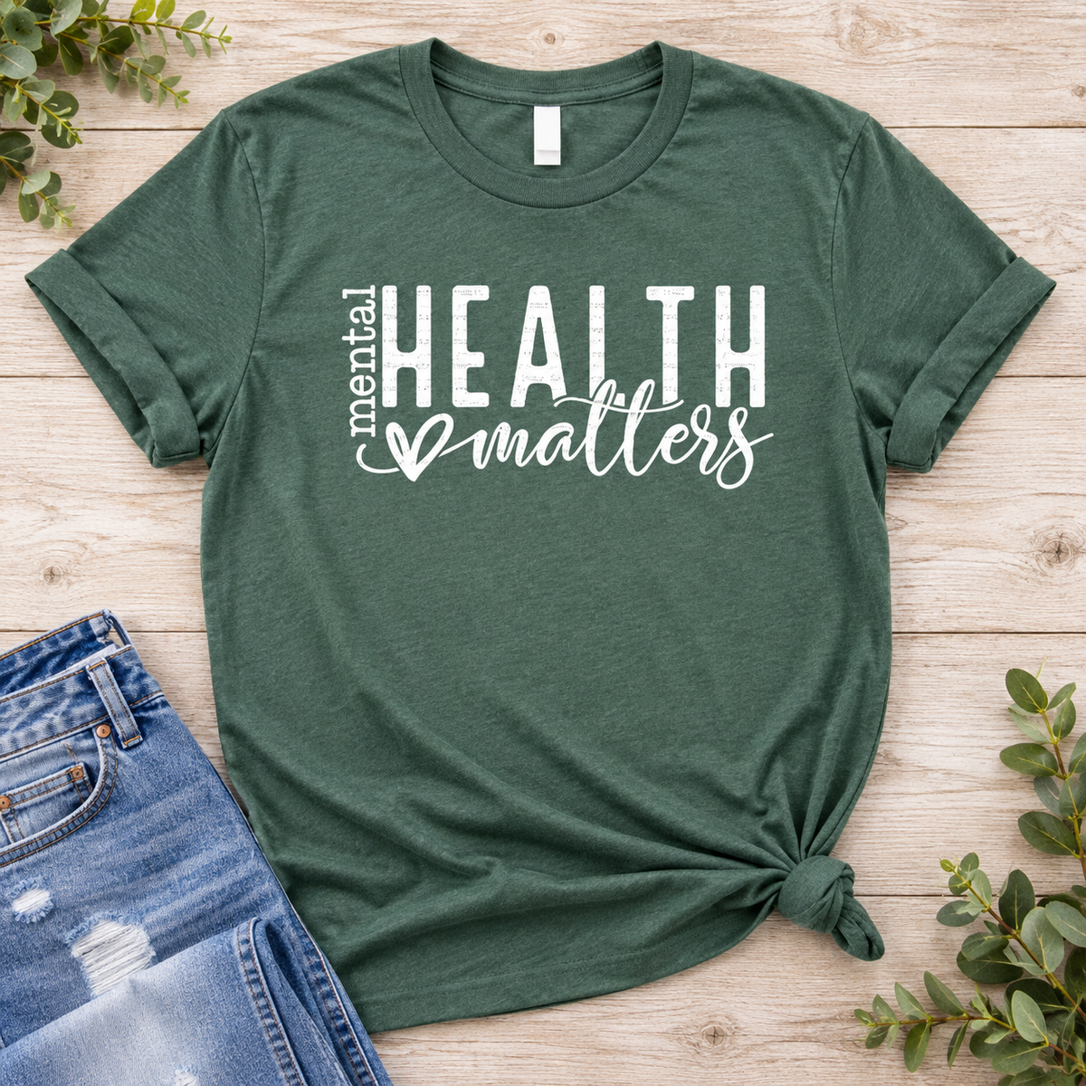 Mental Health Matters Tee in Forest Green