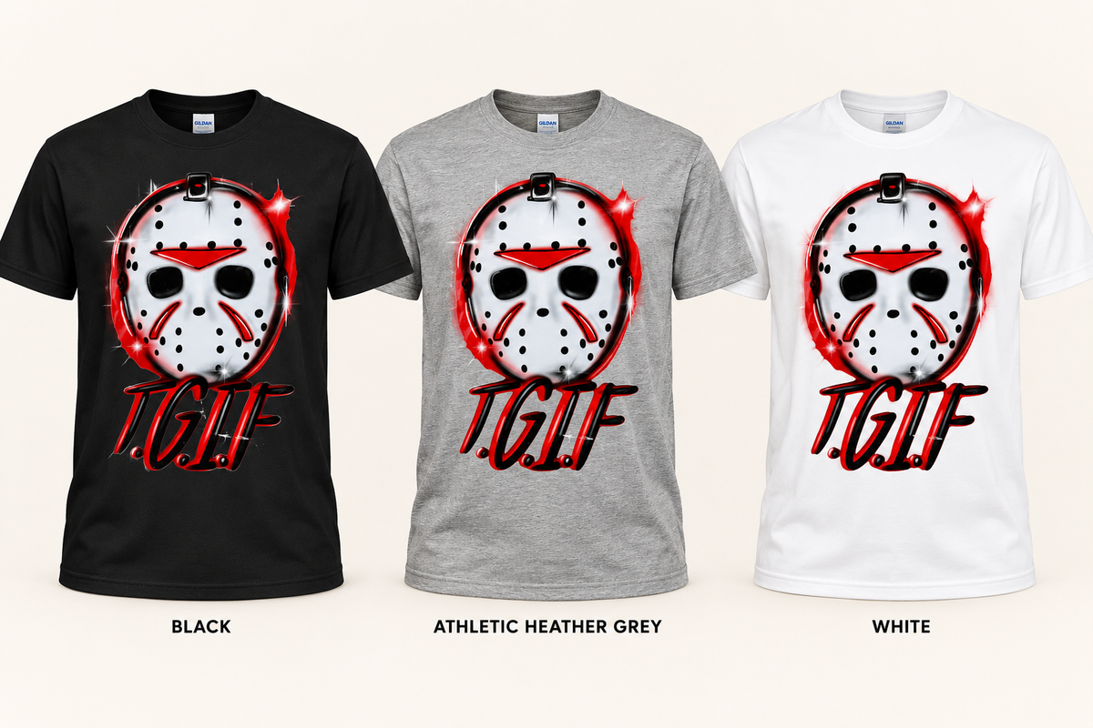 T.G.I.F. Hockey Mask shirt mockups