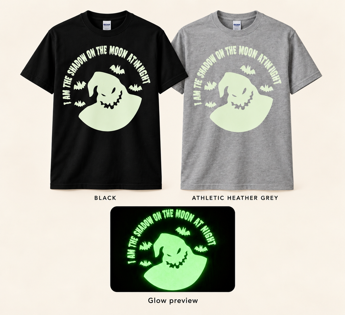 Oogie Boogie Glow shirt mockups