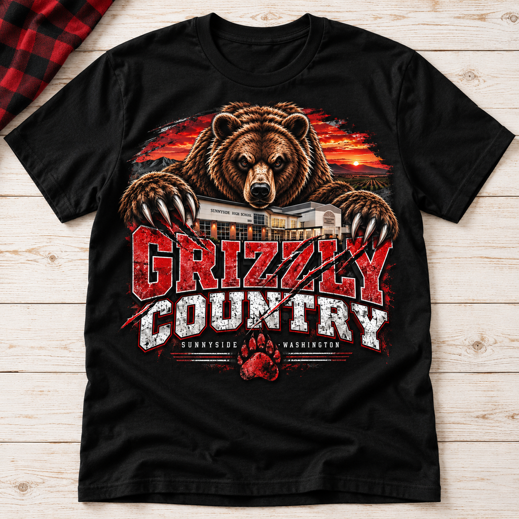 Grizzly Country School Edition black tee primary mockup