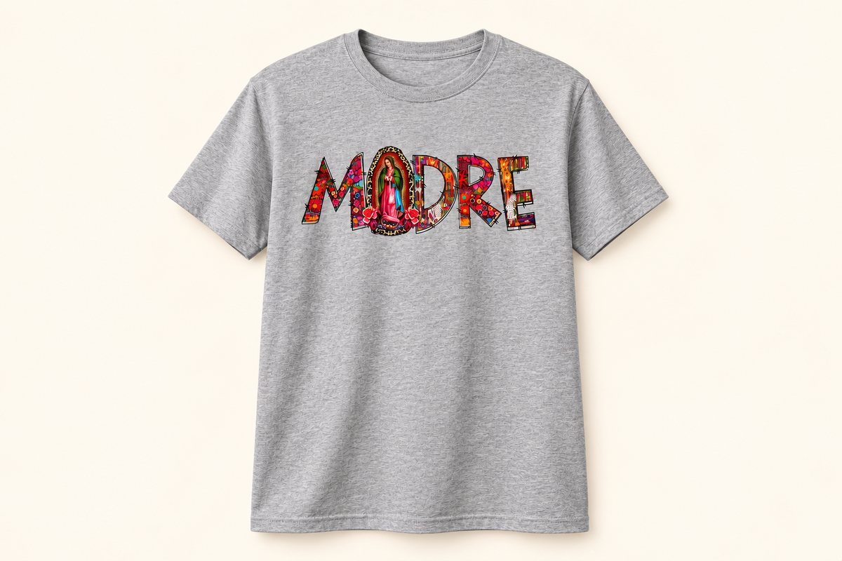 Madre Guadalupe Tee in athletic grey