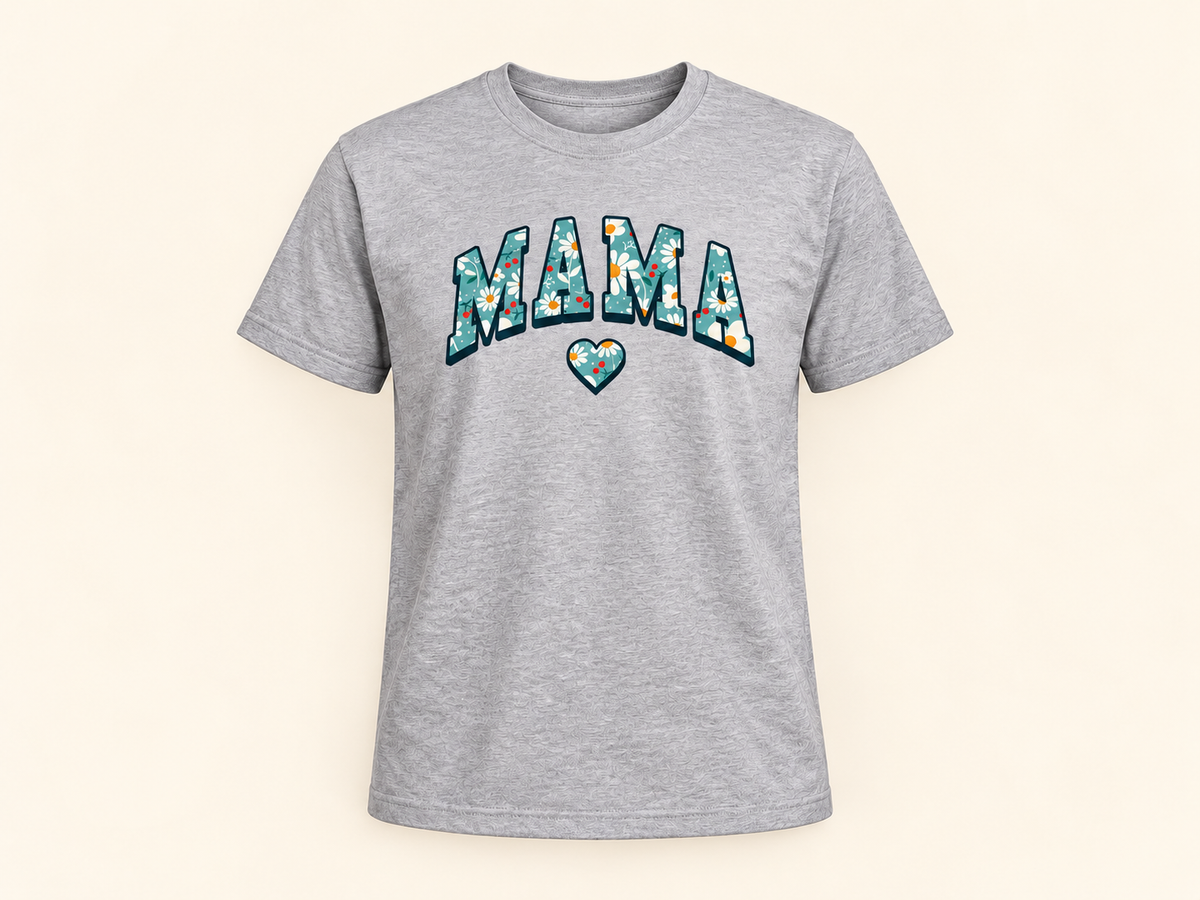 Daisy Mama Tee in athletic grey