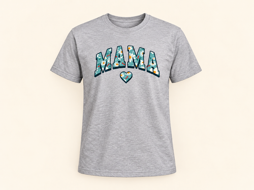 Daisy Mama Tee in athletic grey
