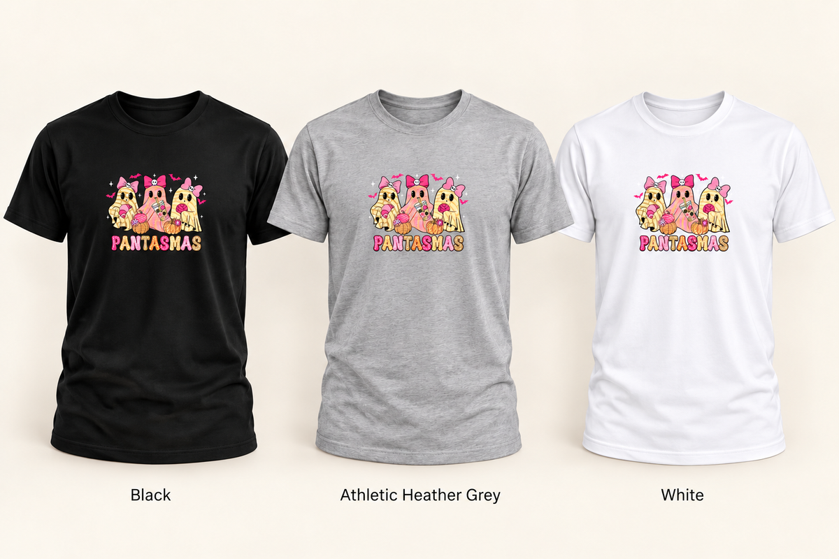 Pantasmas black, grey and white tees