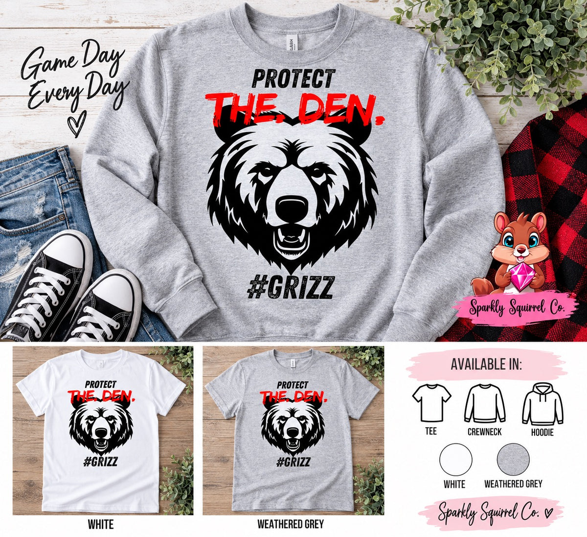 Protect the Den Grizzlies apparel mockup